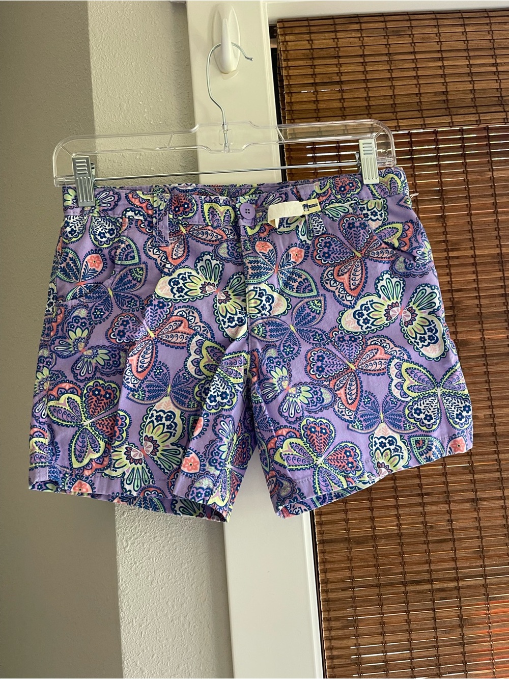Purple Paisley Butterfly Print Shorts